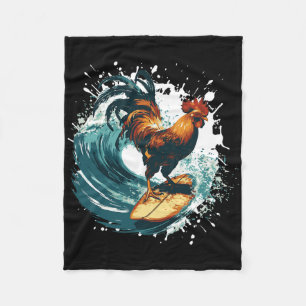 Cobertor De Velo Galo Surfando Esporte Animal Surfista 