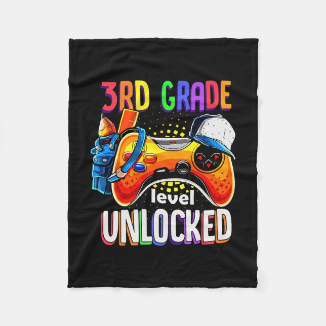 Cobertor De Velo Gamer Ck To School Gamepad 3rd Third Grade Level U (Frente)