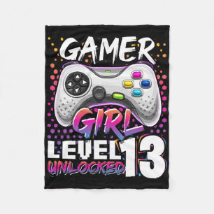 Cobertor De Velo Gamer Girl Level 13 Unlocked Video Game 13 Birth