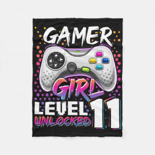 Cobertor De Velo Gamer Girl Nível 11 Unlocked Video Game 11 Birth