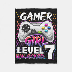 Cobertor De Velo Gamer Girl Nível 7 - 7 Birthda