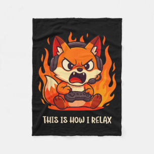 Cobertor De Velo Gamer Kitsune Fox É Assim Que Eu Relaxo Japano