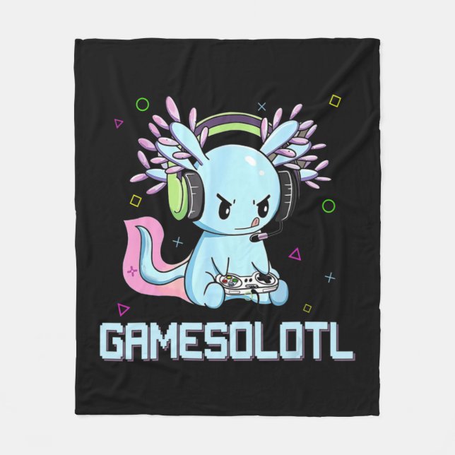 Cobertor De Velo Gamesolotl Galeria de Vídeo Axolotl Kawaii Anime B (Frente)