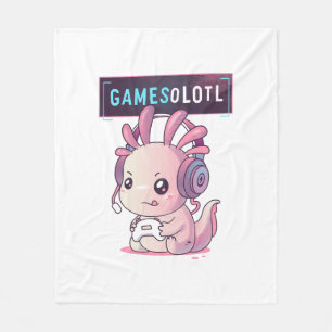 Cobertor De Velo Gamesolotl - Gamer Axolotl