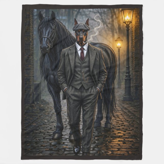 Cobertor De Velo Gângster Doberman (Frente)
