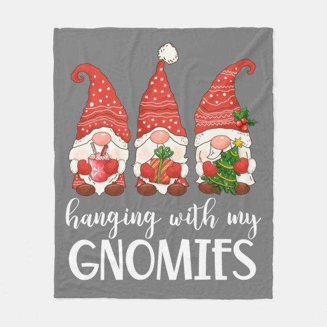 Cobertor De Velo Garden Gnome Pajamas Christmas - Hanging With My (Frente)
