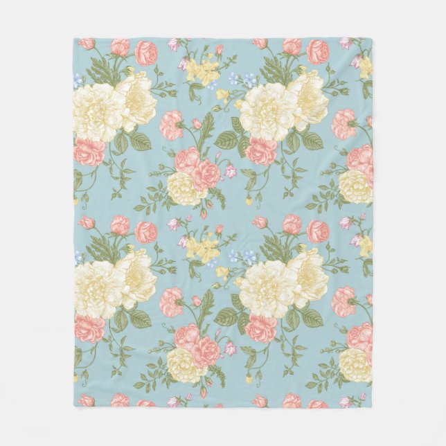 Cobertor De Velo Garden Peony Floral Patterno (Frente)