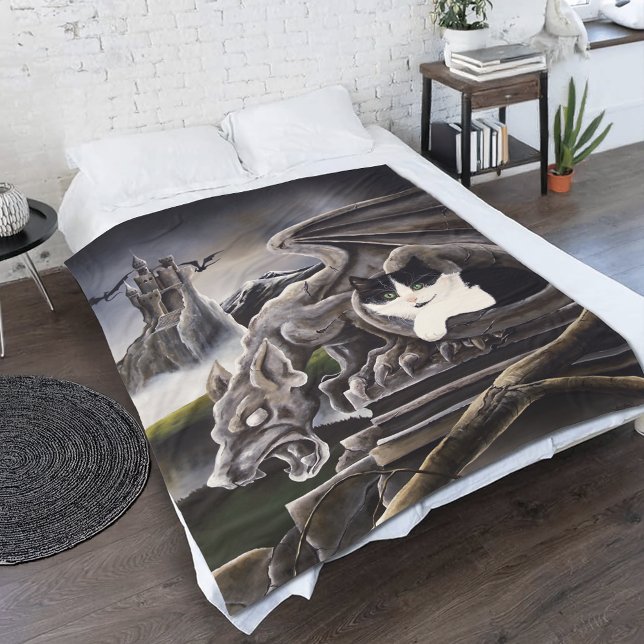 Cobertor De Velo Gargoyle branco preto (Criador carregado)