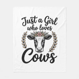 Cobertor De Velo Garota Antiga Que Ama Vacas Camisa Floral De Vaca 
