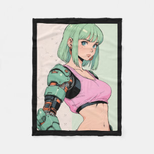 Cobertor De Velo Garota Cibernética de Anime Retrô Moda de Rua Futu