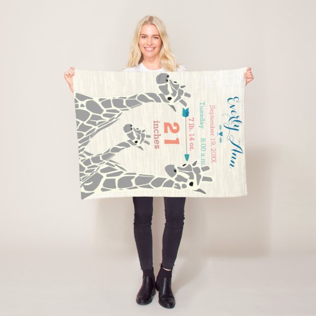 Cobertor De Velo Garota da Família Girafa Aposta Gravação de Nascim (In Situ)