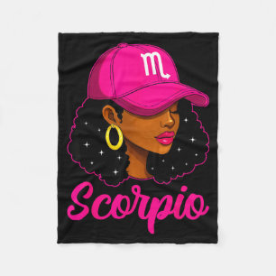 Cobertor De Velo Garota de Escorpião Rosa Cap Zodiac Aniversário Af