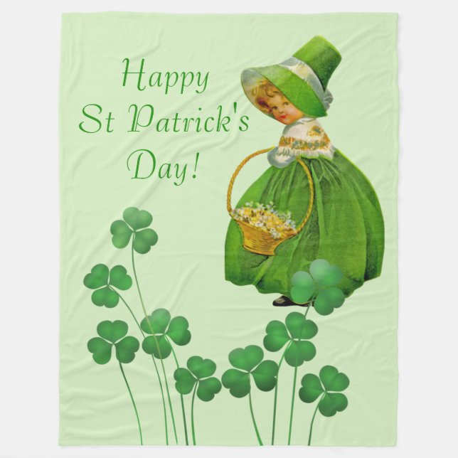 Cobertor De Velo Garota Escolhendo Dia de São Patrício de Shamrocks (Frente)