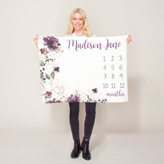 Cobertor De Velo Garota Floral Dourada e Roxa (In Situ)