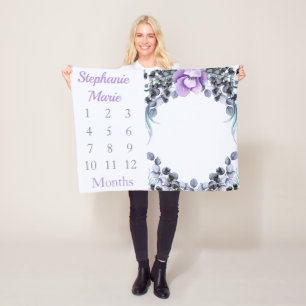 Cobertor De Velo Garota Floral Roxa Menina Milestone