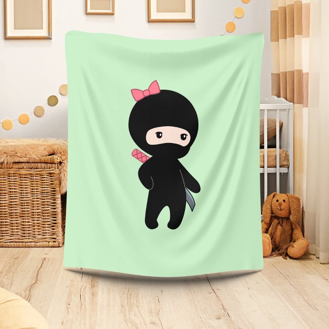 Cobertor De Velo Garota Ninja Minúscula Em Verde (Criador carregado)
