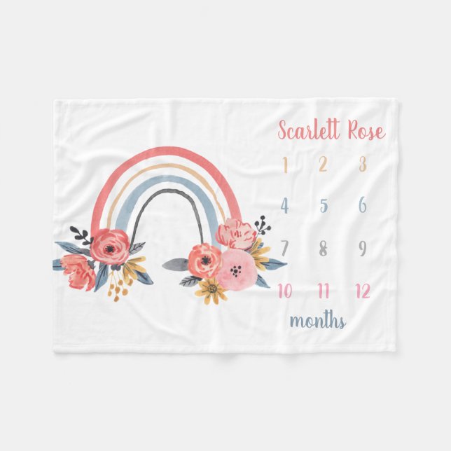 Cobertor De Velo Garota Personalizada Marco Arco-Íris (Frente (Horizontal))