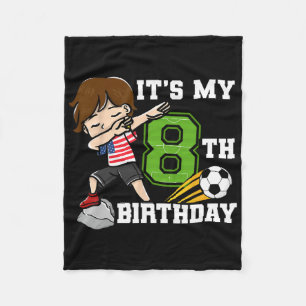 Cobertor De Velo Garoto de Futebol É Meu 8º Aniversário Bandeira Am