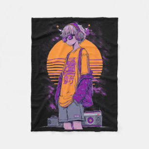 Cobertor De Velo Garoto Gamer de Anime Retrô