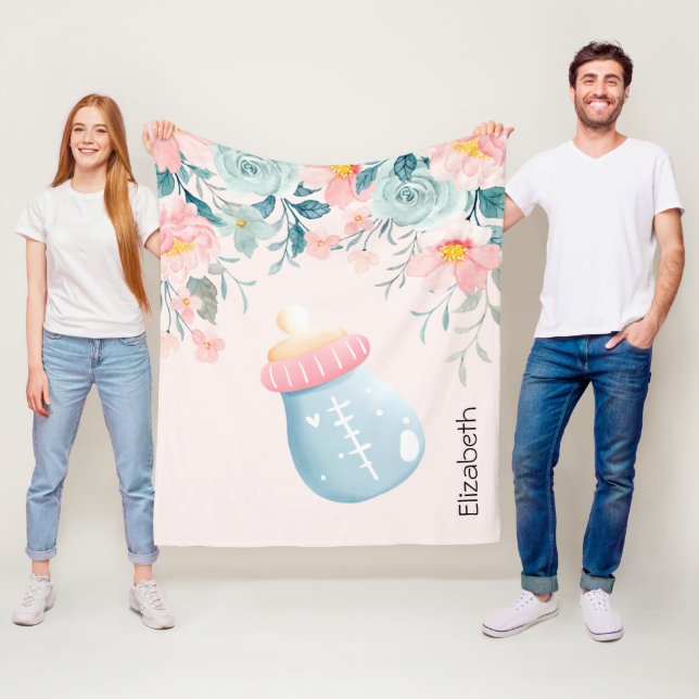 Cobertor De Velo Garrafa de Bebê Azul e Rosa (In Situ)