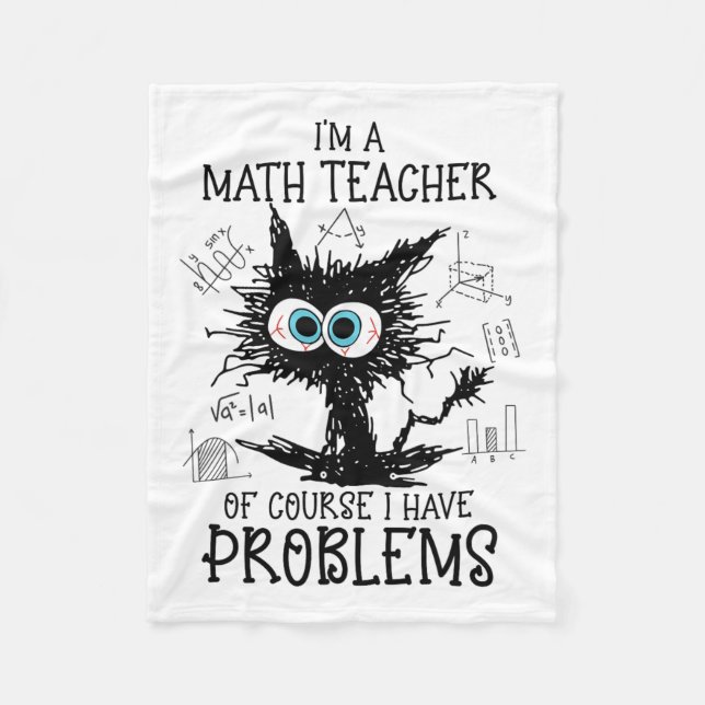 Cobertor De Velo Gatinho de Gato Negro, sou professor de Matemática (Frente)