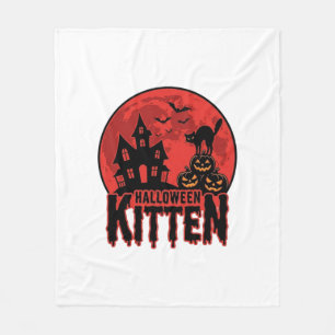 Cobertor De Velo Gatinho de Halloween Casa Assombrada Gato Gráfico_