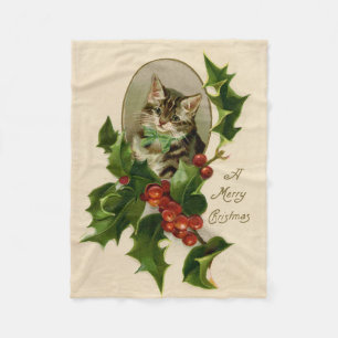 Cobertor De Velo Gatinho de Natal Vitoriano em Tabby Antigo com Aze