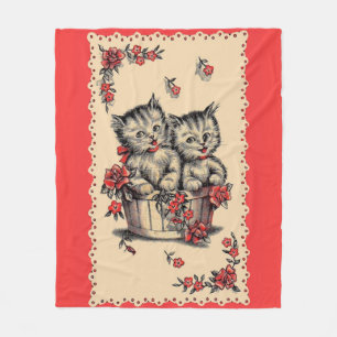 Cobertor De Velo gatinhos adoráveis num cesto de flores