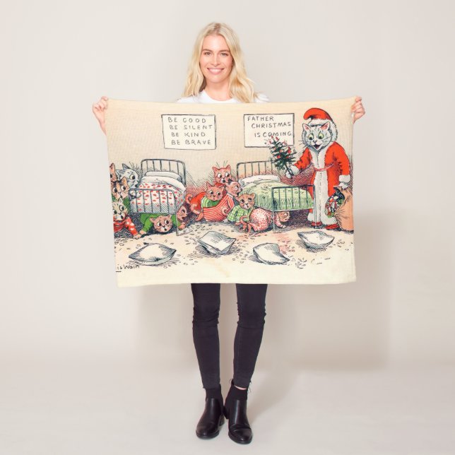 Cobertor De Velo Gatinhos e Papais noeis Gato, Louis Wain (In Situ)