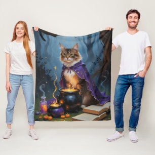Cobertor De Velo Gato Abissínio Pintura Caprichosa de Halloween