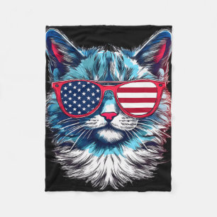 Cobertor De Velo Gato Americano De Óculos De Sol Bandeira Dos EUA 4
