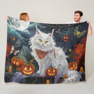 Cobertor De Velo Gato Angora Turco Halloween Assustador