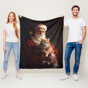Cobertor De Velo Gato Angora Turco Papai Noel Natal Festivo