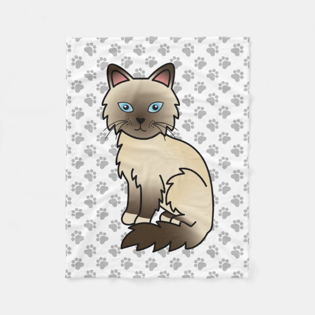 Cobertor De Velo Gato Birman / Ragdoll Chocolate Point Fofinho & Pa (Frente)