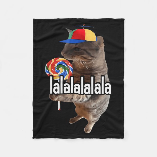 Cobertor De Velo Gato Bobo Com Meme de Pirulito (Frente)