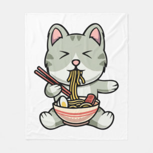 Cobertor De Velo Gato bonito comendo macarrão sóbrio ícone de desen