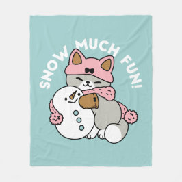 Cobertor De Velo Gato Bonito em Neve Gear com Arte Snowman