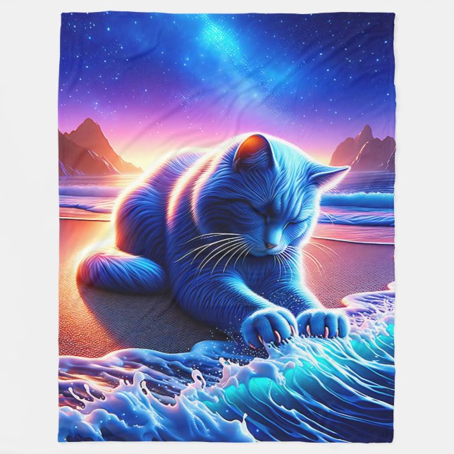 Cobertor De Velo "Gato Celestial pela Água" (Frente)