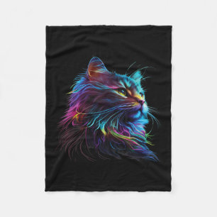 Cobertor De Velo Gato Colorido Bonito Para Gatinhos Amantes De Arte