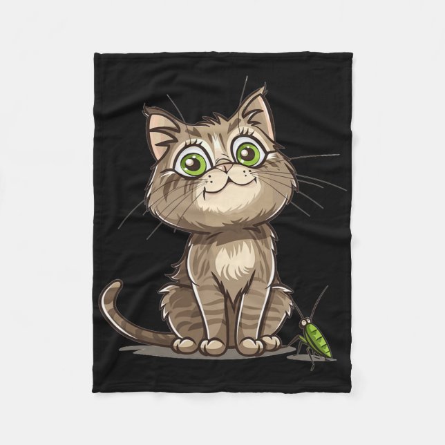 Cobertor De Velo Gato Com Críquete Eu Gato Fofo  (Frente)