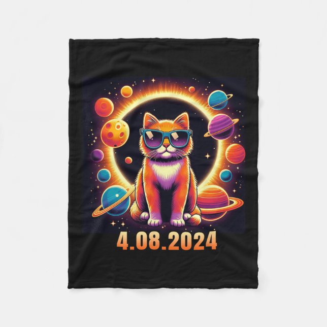 Cobertor De Velo Gato Com Eclipse Solar De Gles (Frente)