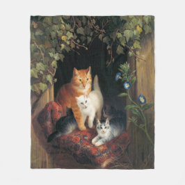 Cobertor De Velo Gato Com Gatinhos (Arte Animal)