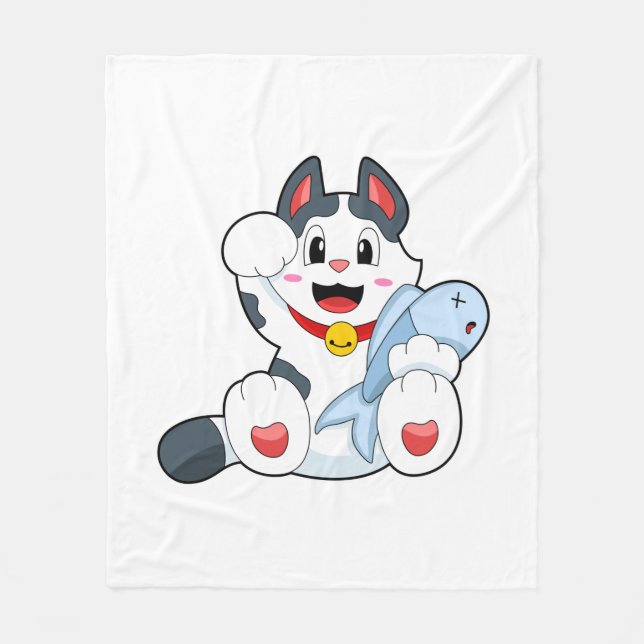 Cobertor De Velo Gato com Peixe (Frente)