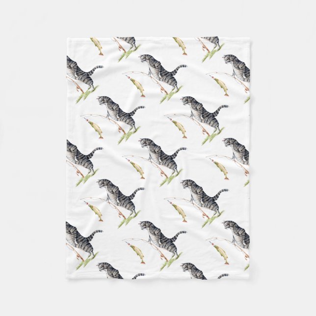 Cobertor De Velo Gato com um peixe (Frente)