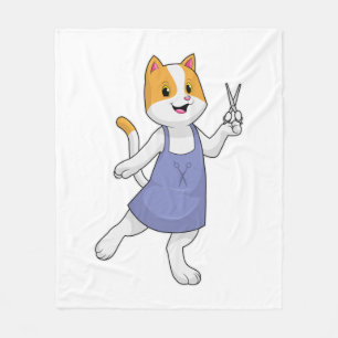 Cobertor De Velo Gato como estilista de cabelo com tesoura