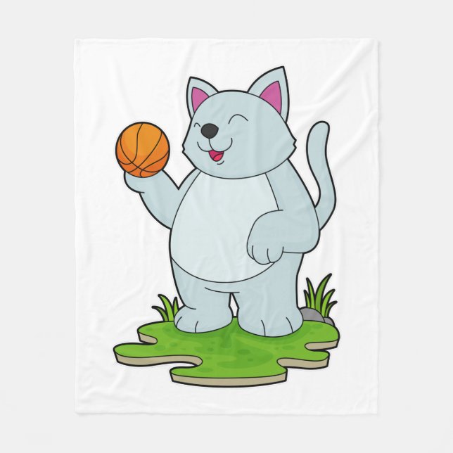 Cobertor De Velo Gato como jogador de basquetebol (Frente)