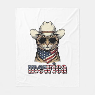 Cobertor De Velo Gato Cowboy Patriótico Mewica Design Vetorial Vint