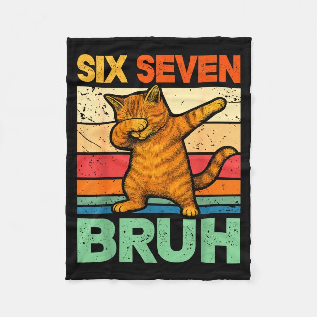 Cobertor De Velo Gato Dabbing Bruh 67 Meme 6 7 Seis Sete  (Frente)