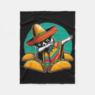 Cobertor De Velo Gato Dabbing Tacos Poncho Mexicano Sombrero Cinco
