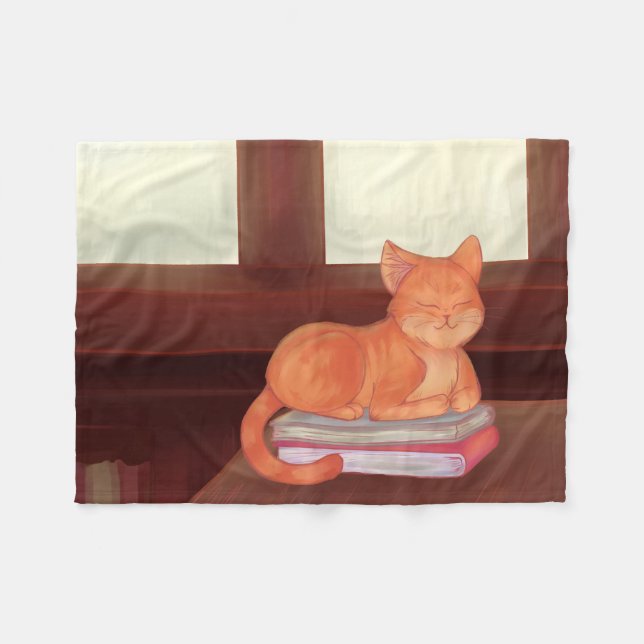 Cobertor De Velo Gato de Biblioteca (Frente (Horizontal))